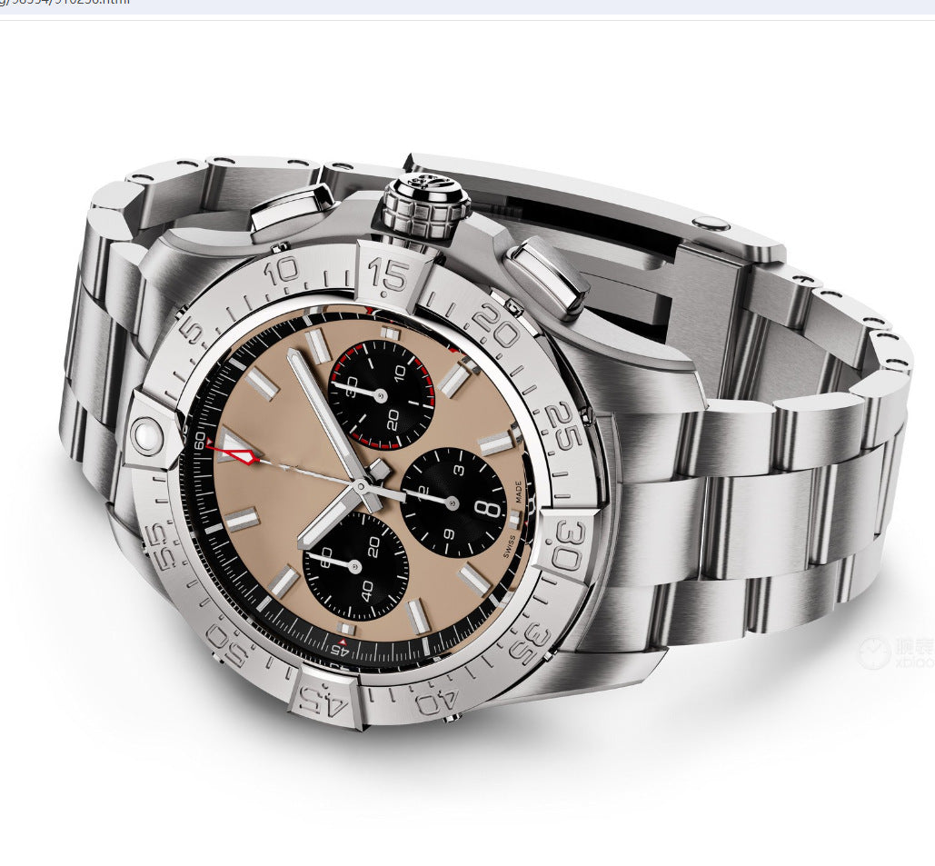 Men’s Chronograph Quartz Wristwatch – Sapphire Crystal, Stainless Steel Case