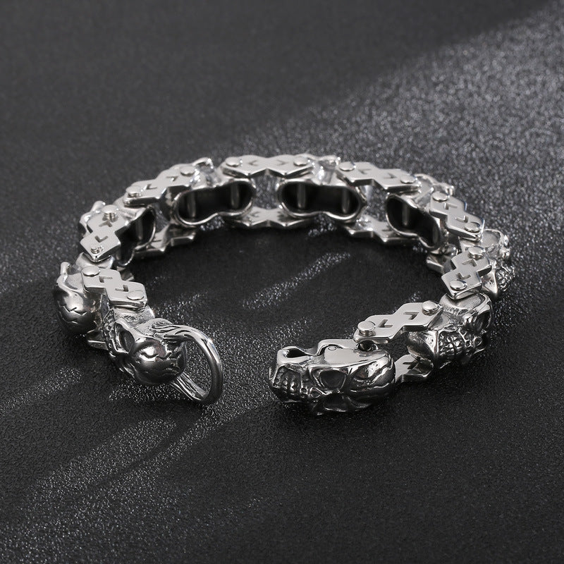 Titanium Steel  Skull Bracelet men