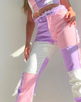 Women’s High-Rise Colorblock Slim-Fit Straight-Leg Jeans