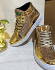 Nightclub boots bright face personality Martin boots men's casual high-top shoes retro gold boots