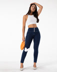 Women’s Four-Button Fitness Jeans – Shaping Stretch Denim for a Beautiful Silhouette