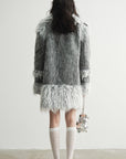 Fur Patchwork Wool Coat women