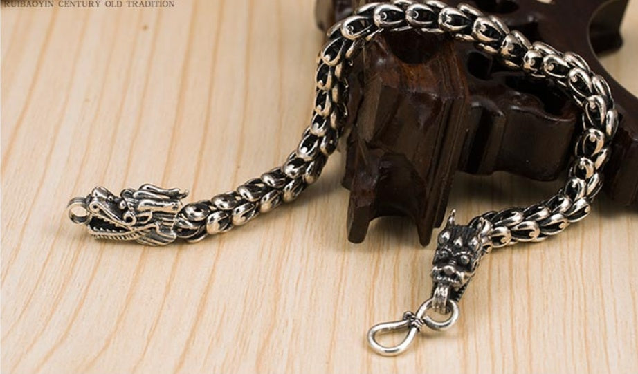 S925 silver bold domineering men&#39;s faucet bracelet