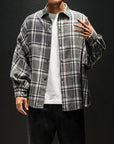 Plaid  long sleeve shirt men