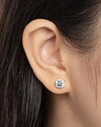 1 Karat Rhinestone Ear Studs Women's S925 Sterling Silver