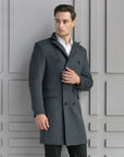 Men’s Woolen Slim-Fit Trench Coat – Classic Tailored Wool Overcoat