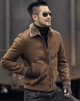 Brown lamb fur  men's jacket