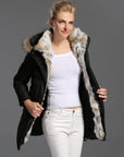 Rabbit Fur  Mid-length Padded Coat Women