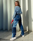 Women’s High-Rise Colorblock Slim-Fit Straight-Leg Jeans
