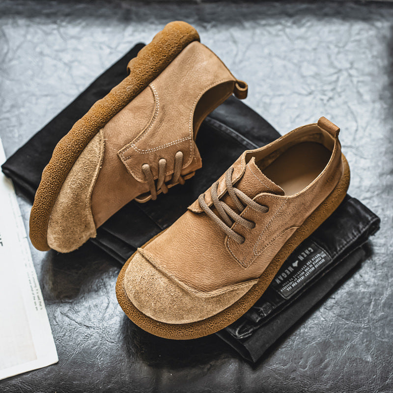 Men’s Vintage Leather Lace-Up Shoes – All-Inclusive Birkenstock-Inspired Casual Loafers