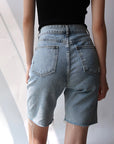 High-waisted slim-cut five-point jeans