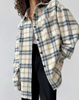 Lapel Loose Plaid Long Sleeve Shirt women