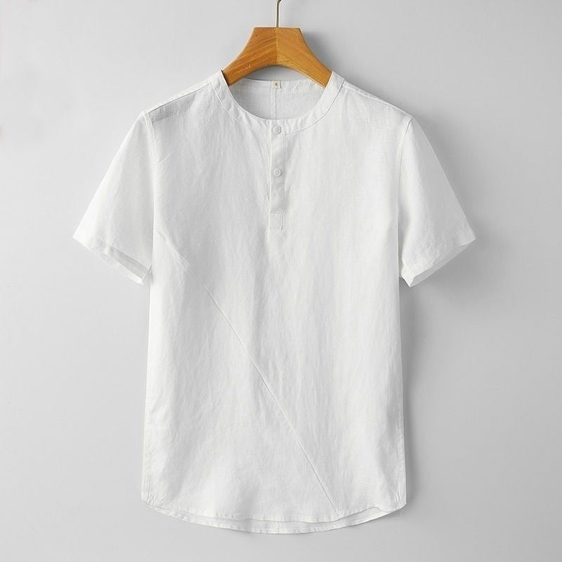 Men’s Cotton &amp; Linen Casual T-Shirt – Short Sleeve Summer Essential