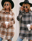 Women's Loose Casual Plush Plaid Shirt Jacket