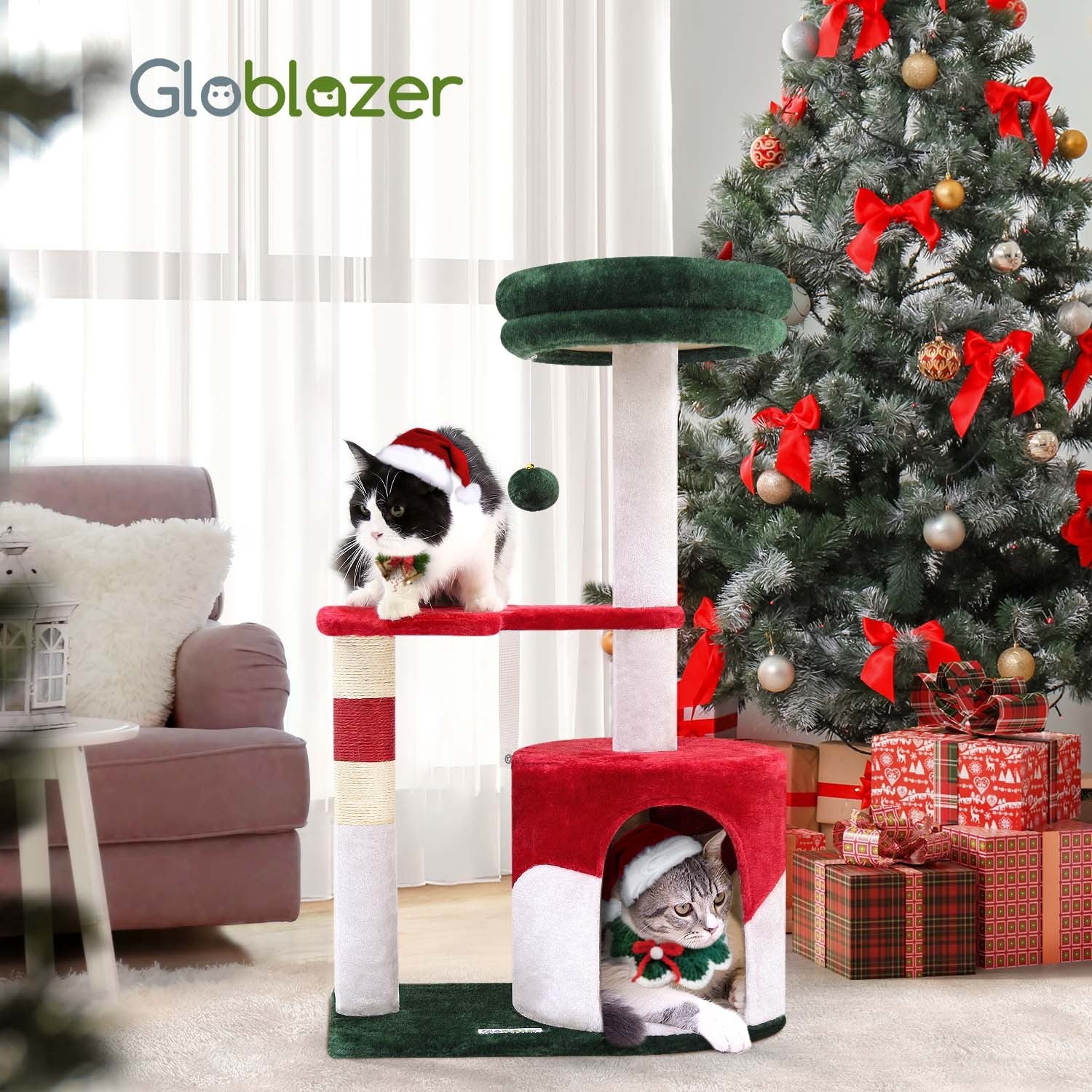 33 Inch Christmas Style Cat Climbing Frame  ( USA ONLY + 3 TO 5 DAYS SHIPPING)