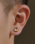 Sterling Silver Golden eye Earrings men