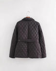 Belt Quilted Cotton Coat Jacket women