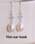 Women Natural Freshwater Pearl Earrings – 925 Sterling Silver Korean Style Heart & Water Drop Jewelry