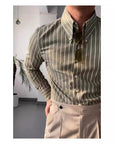 Business Long Sleeve Striped Shirt Men (3 to 7 Days shipping)