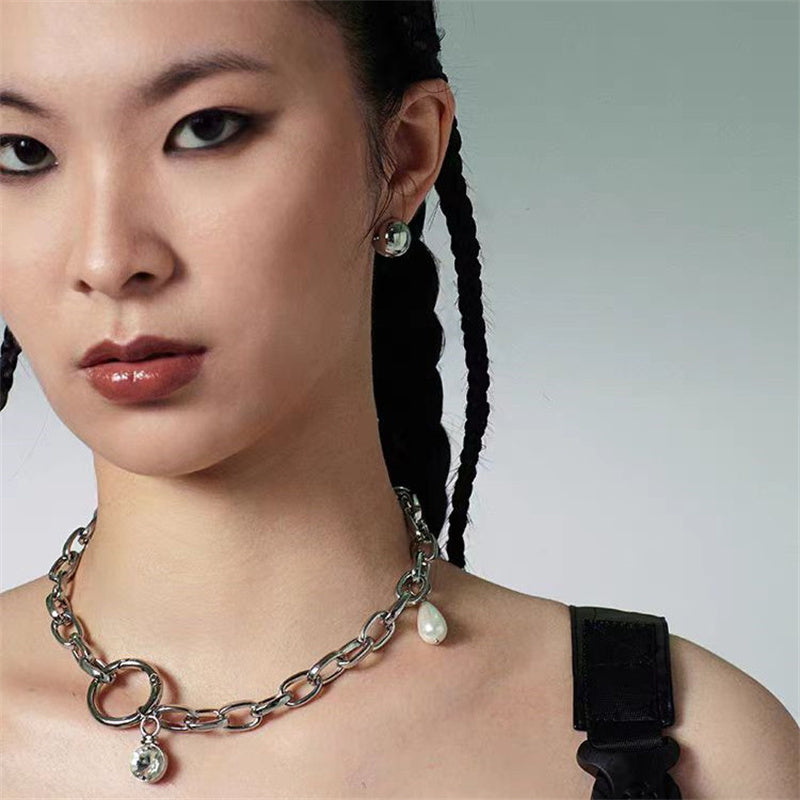 Pearl Necklace Collarbone Chain  women