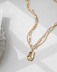 ✨ Women’s Double-Layer OT Buckle Necklace – Edgy Elegance