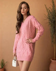 WOMEN Mid-length Sweater V-neck Knitted Twist Dress