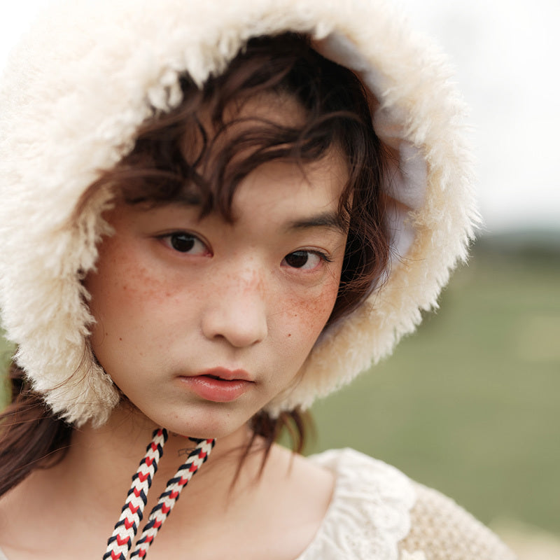 Japanese Cute Lamb Fur Hat – Cozy Warmth with Kawaii Charm