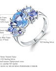Bague fleur en argent sterling S925 – Bijoux en topaze naturelle (tailles 5 à 10)