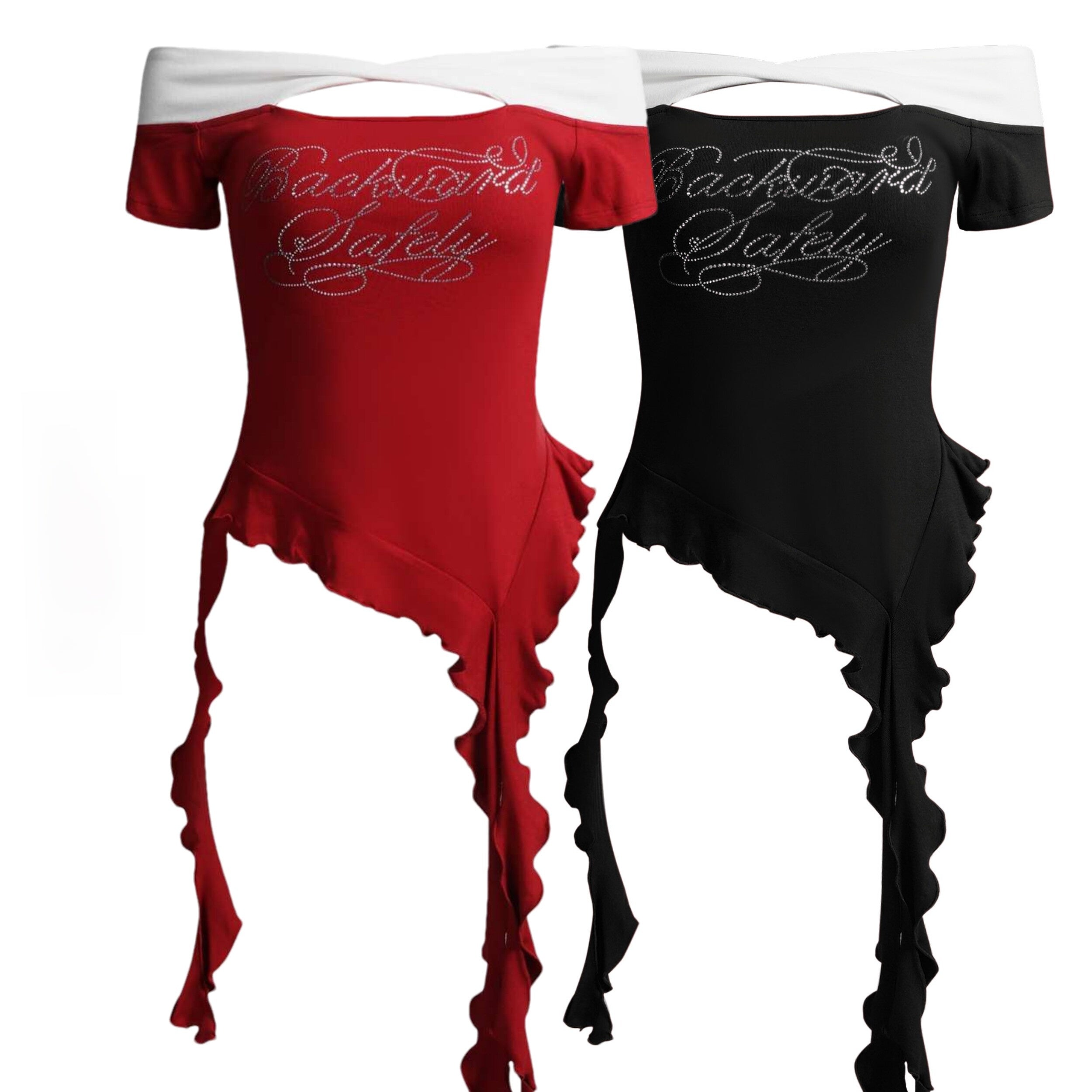 Women Retro Off-Shoulder Ribbon Slim Fit T-Shirt – One-Line Collar Embroidered Short Sleeve Summer Crop Top