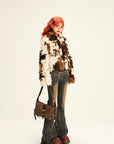 Women’s Plush Colorful Faux Fur Jacket – Loose Fit Cotton Street Style Coat