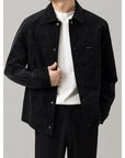 Men’s Light Mature Short Jacket – Casual Loose-Fit Polyester Coat