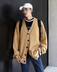 Contrast color sweater cardigan men