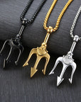 Titanium steel trident necklace men