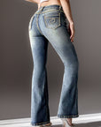 Women’s Vintage Embroidered Bootcut Jeans – Timeless Denim with a Modern Twist