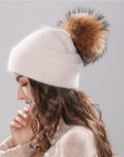 Angola Rabbit Fur Bonnet Girl 's Hat Fall Female Cap