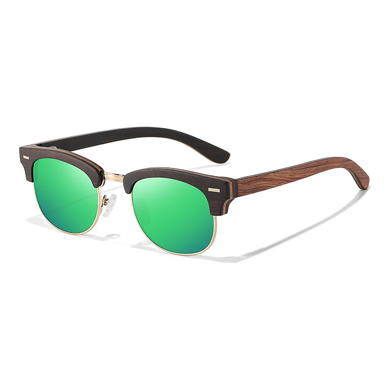 UV400 Semi-rimless Men&#39;s And Women&#39;s Polarized wooden Sunglasses