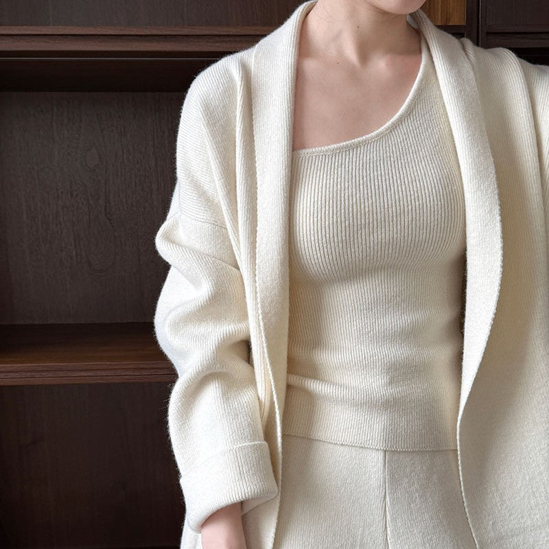 Cardigan Vest Three-piece Set WOMEN  ( Coat 1 pants 1 vest 1)