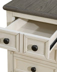 Dark Grey MDF Top And White Oak Drawer Living Room Side Cabinet ( USA ONLY + 3 TO 5 DAYS SHIPPING)