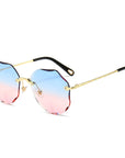 Polygonal Sunglasses Women Rimless Trimmed Sunglasses