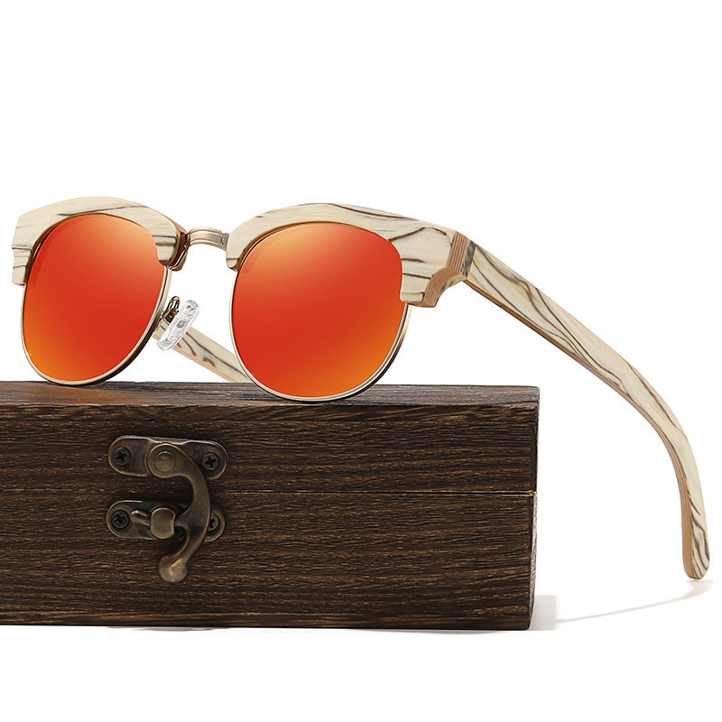 UV400 Semi-rimless Men&#39;s And Women&#39;s Polarized wooden Sunglasses