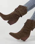Women’s Thick Heel High Heels Ankle Boots – Brown & Apricot European Style