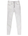 Versatile drawstring white jeans