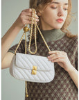 Women's  genuine leather Chain Lingge Shoulder Bag