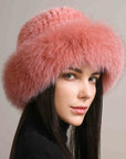 Mink Hair Hat Lady Braided Fur Winter  Women