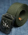 Men Canvas Skull Metal Belt