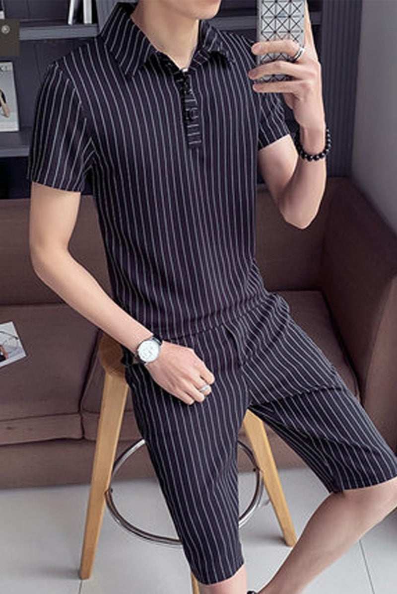 Men&#39;s short sleeve shorts suit two piece set