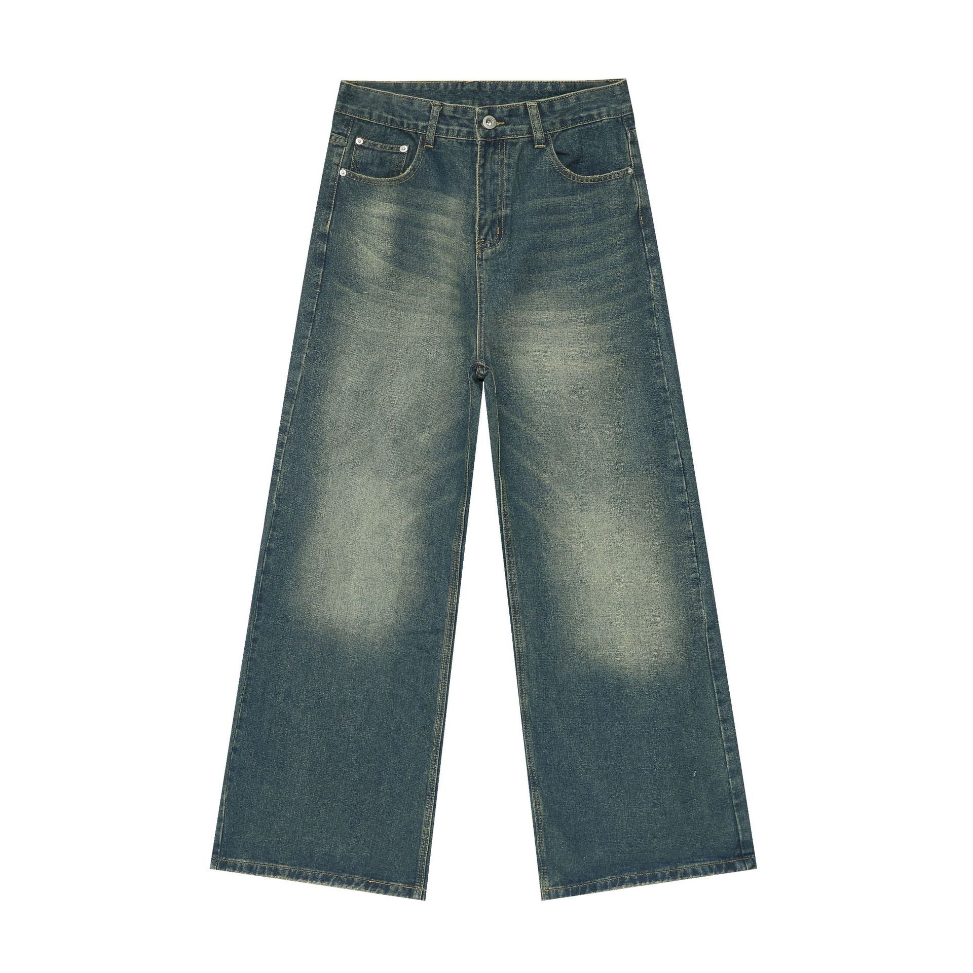 Loose Straight Cut Cotton Blend Jeans