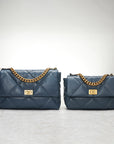 Women’s Genuine Sheepskin Chain Shoulder Bag – Quilted Rhombus Leather Messenger