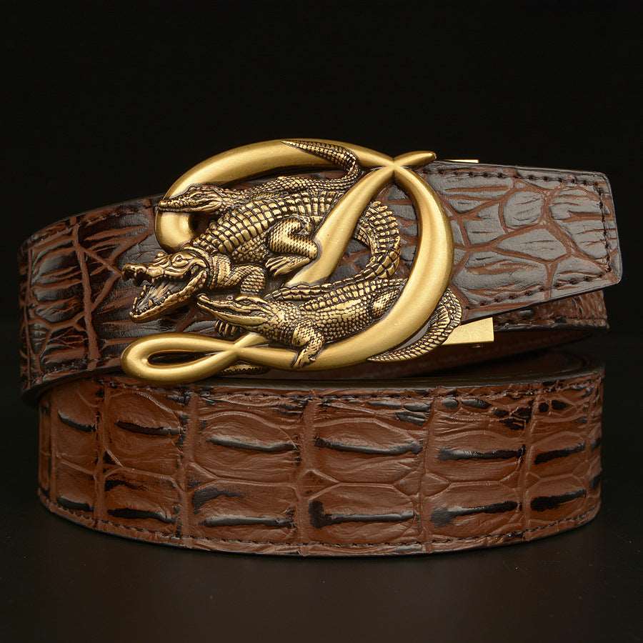 BeltCrocodile Buckle Men Belt Real Cowhide Automatic Buckle Casual