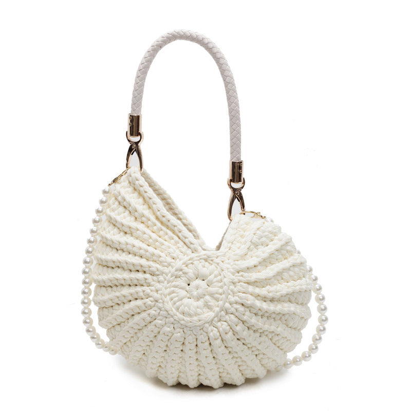 Women’s Handmade Woven Bag – European &amp; American Retro Shell Shape